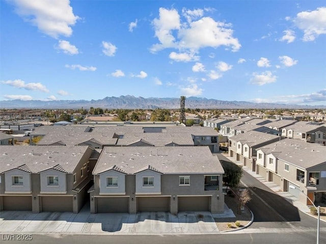 aerial view with a mountain view