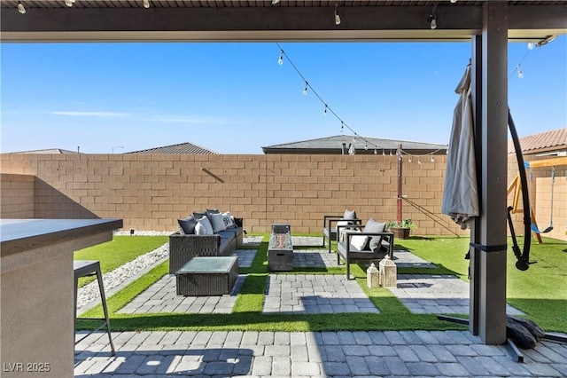 view of patio featuring an outdoor living space