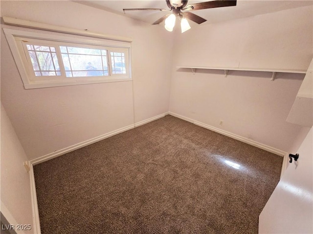 empty room with carpet and ceiling fan