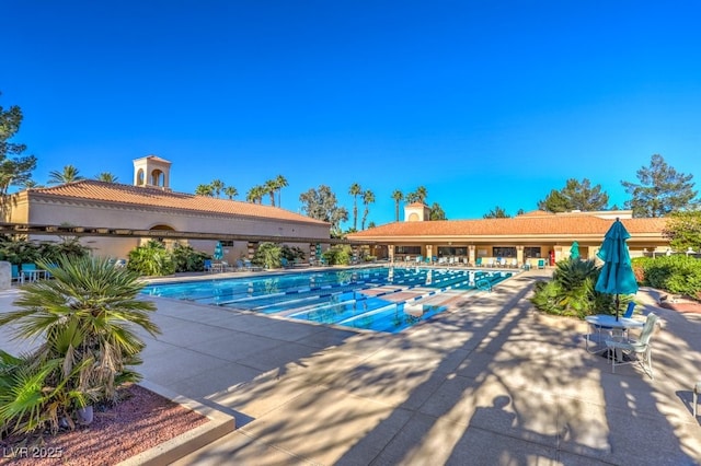 view of pool featuring a patio