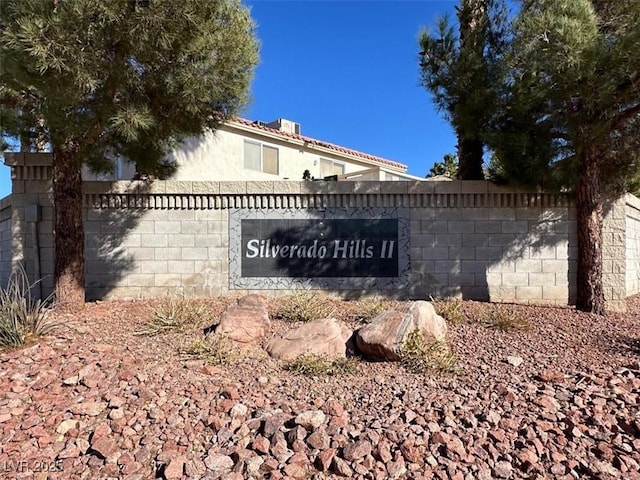 view of community sign