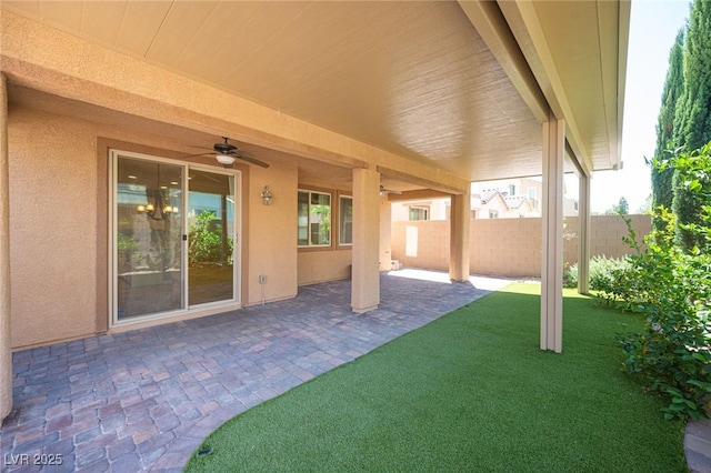 view of patio / terrace with ceiling fan