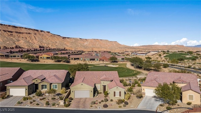 aerial view with a mountain view