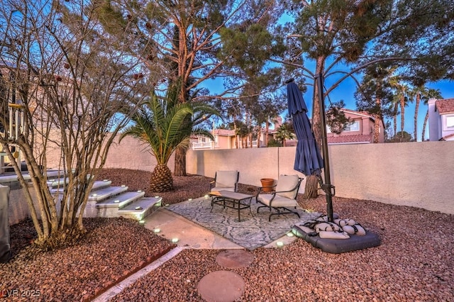 view of yard with a patio area