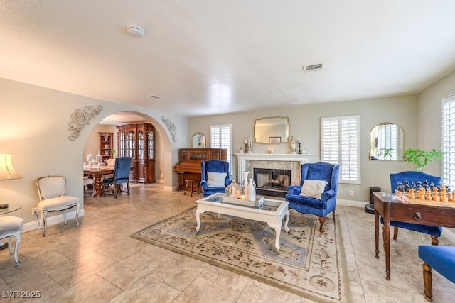 living room featuring a wealth of natural light