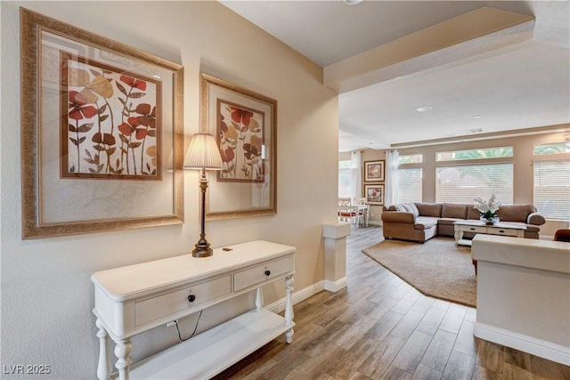 hall featuring hardwood / wood-style floors