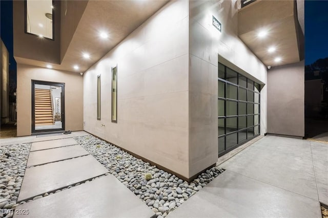 hallway with a high ceiling