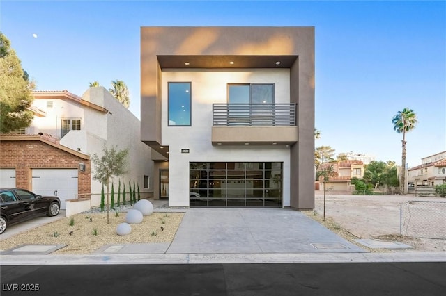 contemporary home with a balcony