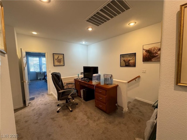 view of carpeted office space