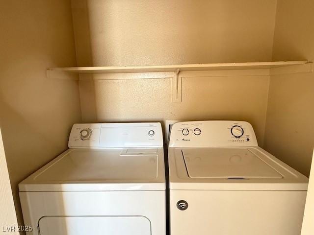 clothes washing area with independent washer and dryer