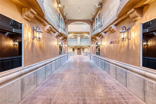 hallway with a high ceiling