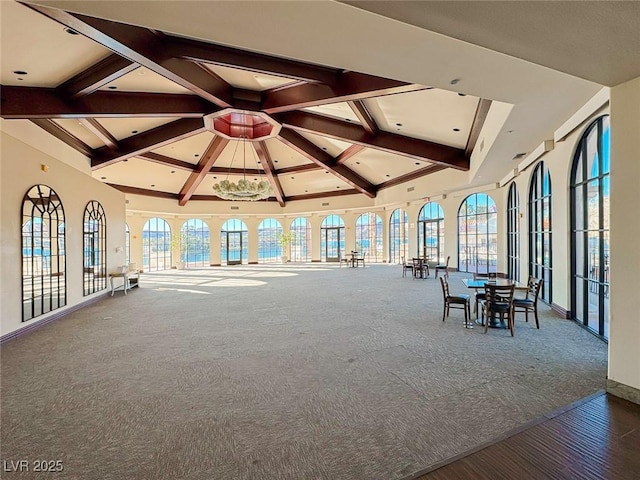 interior space with beam ceiling