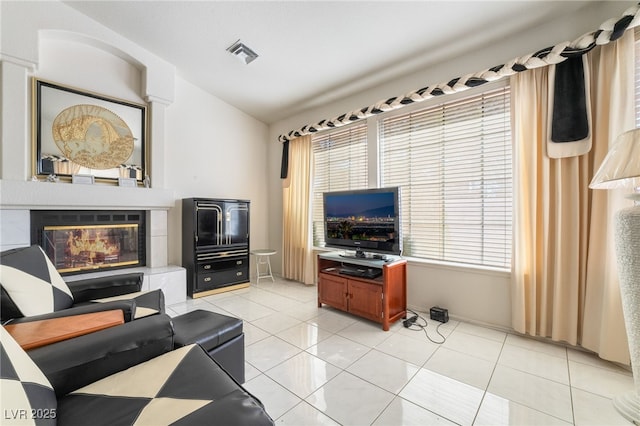 view of tiled living room