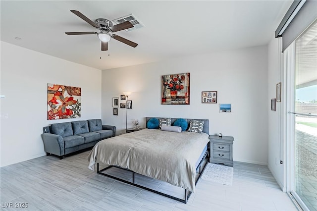 bedroom featuring ceiling fan