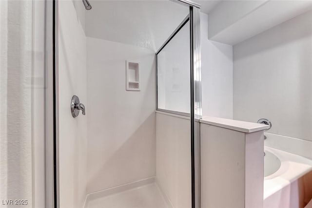 bathroom with independent shower and bath