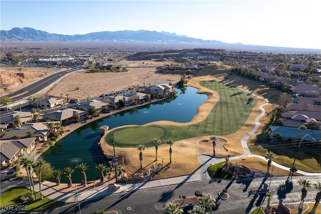 aerial view with a water and mountain view