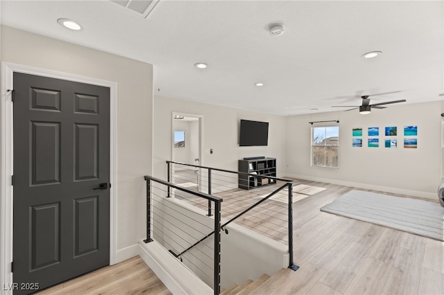 interior space with light hardwood / wood-style floors