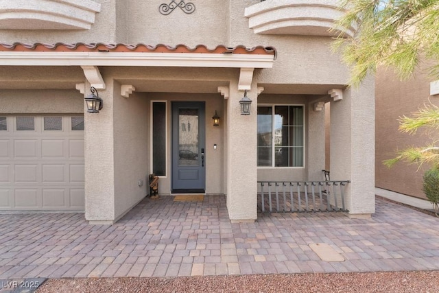 entrance to property with a garage