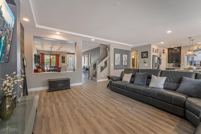 living room with wood-type flooring