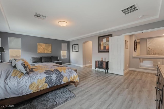 bedroom featuring light hardwood / wood-style floors