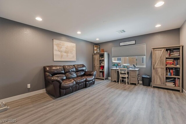 living room with light wood-type flooring