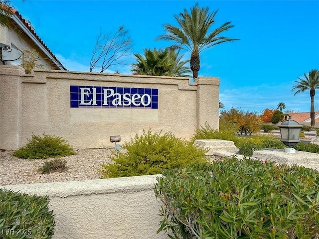 view of community sign