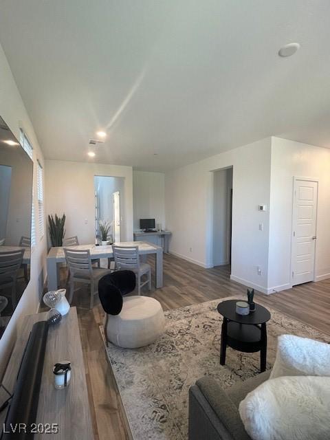 living room featuring wood-type flooring