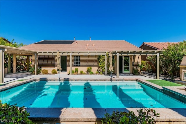 view of pool featuring a pergola and a patio