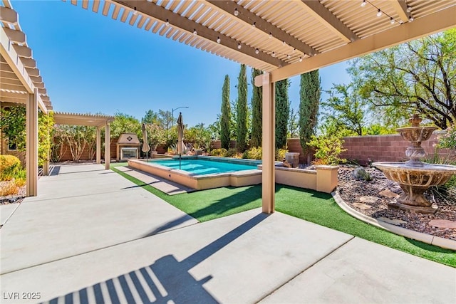 view of patio featuring a pergola