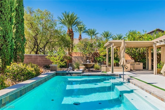 view of swimming pool featuring a pergola