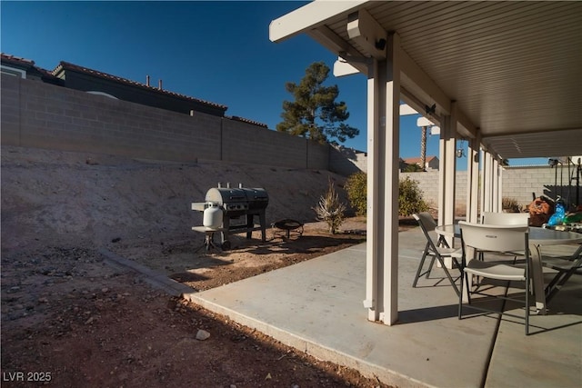 view of patio / terrace with a grill