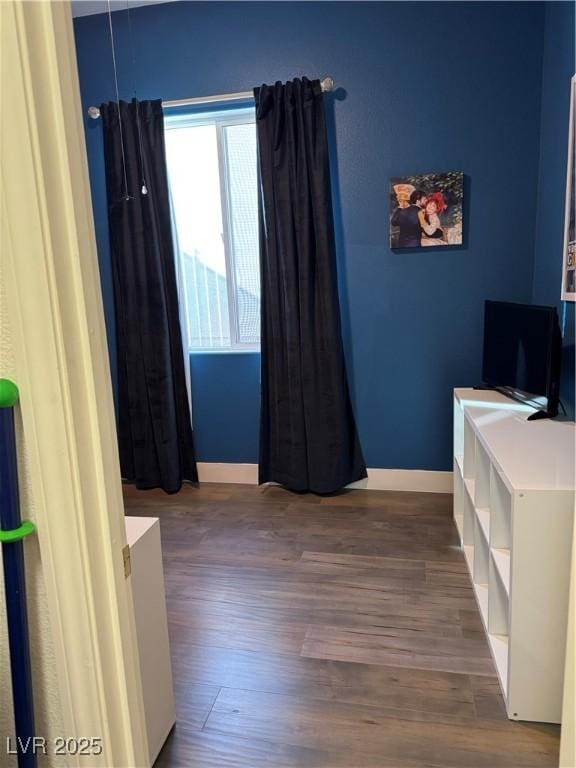 bedroom featuring dark hardwood / wood-style flooring