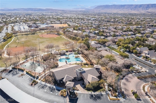 bird's eye view featuring a mountain view