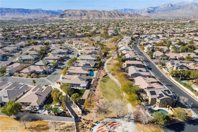 bird's eye view featuring a mountain view