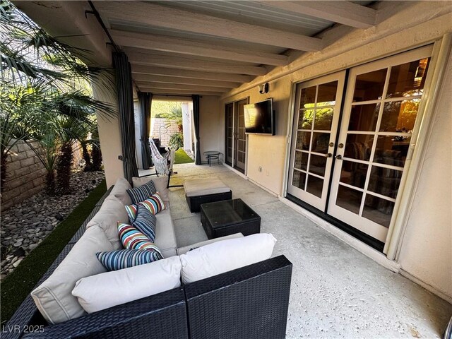 view of patio / terrace with french doors and outdoor lounge area