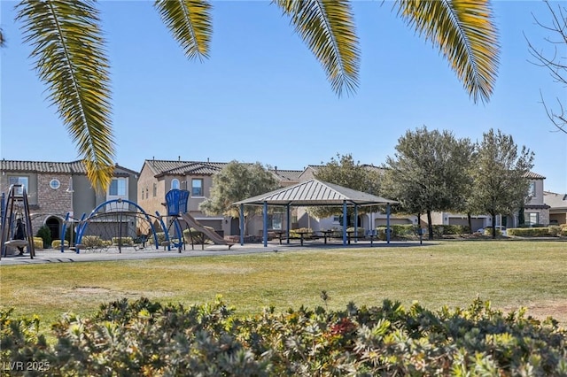 view of home's community with a gazebo and a yard