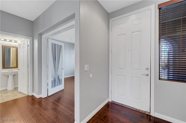 entrance foyer with hardwood / wood-style flooring