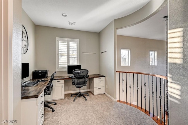 view of carpeted home office