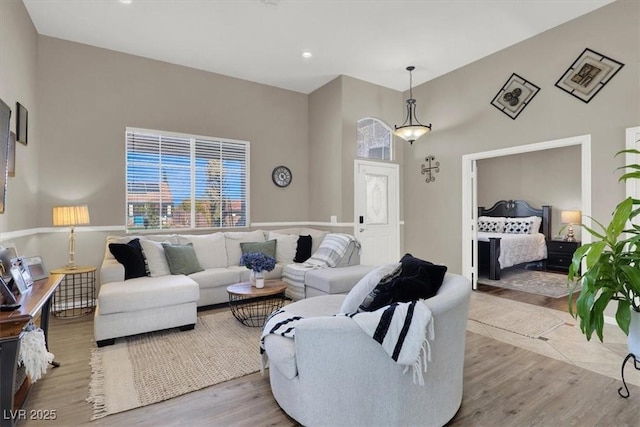 living room featuring light wood-type flooring