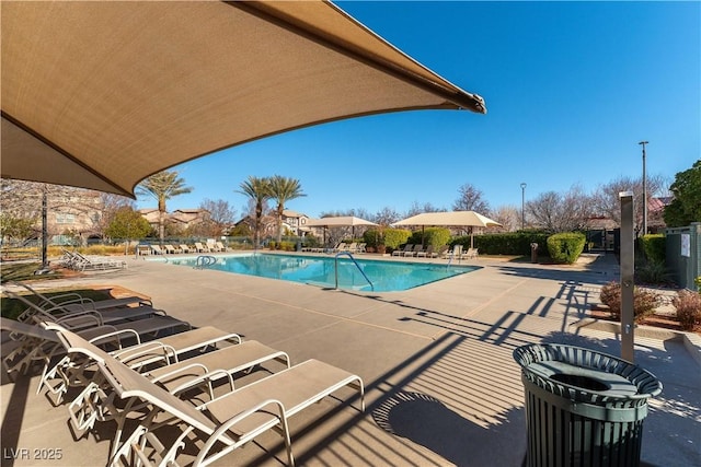 view of swimming pool with a patio