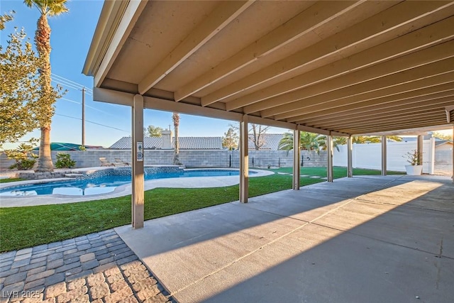 view of patio featuring a fenced in pool