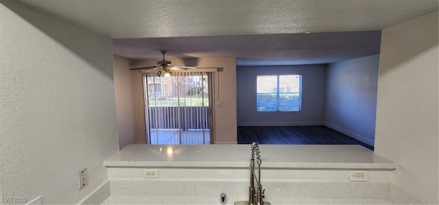 kitchen with light stone counters