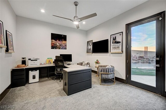 home office featuring ceiling fan