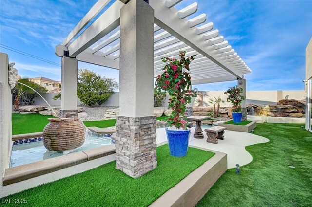 view of patio / terrace featuring a pergola