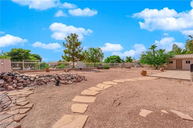 view of yard with a patio area