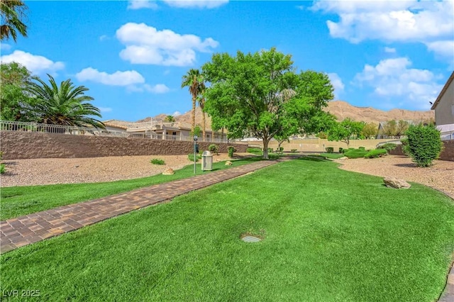 view of yard featuring a mountain view