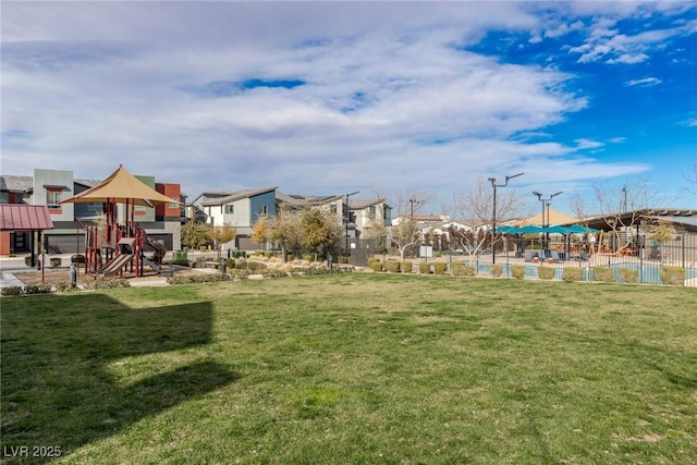 view of yard featuring a playground