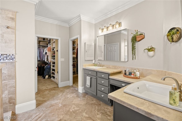 bathroom featuring vanity and crown molding