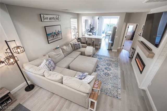 living room featuring light hardwood / wood-style floors