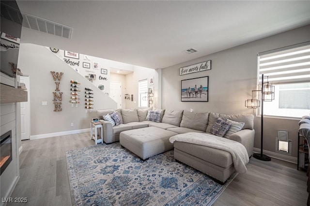 living room featuring hardwood / wood-style floors